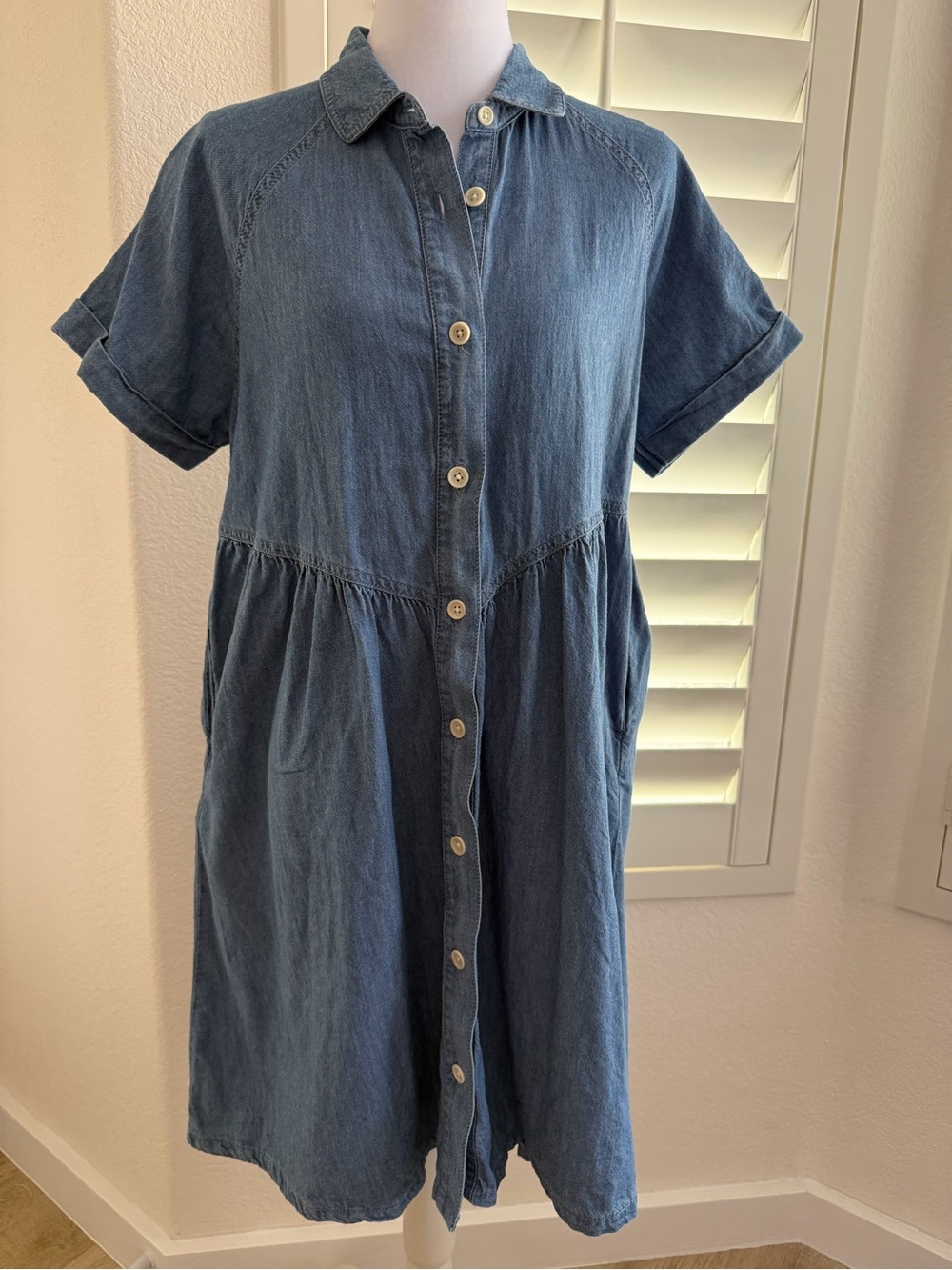 Pact Denim Button-Down Dress